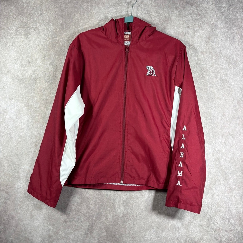 Red Oak Alabama Crimson Tide Jacket Womens Large‎ Red Windbreaker Hooded Pockets